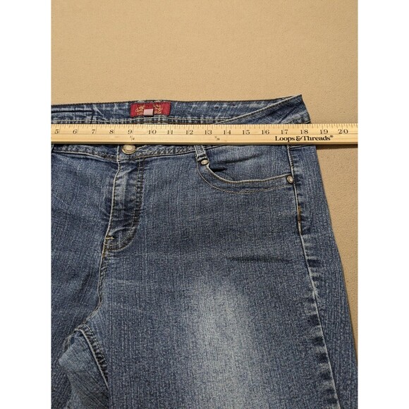 One 5 One BootCut Jeans Women's 16 Med Wash Jeweled Accents PLEASE READ, SEE PIC - Picture 4 of 14